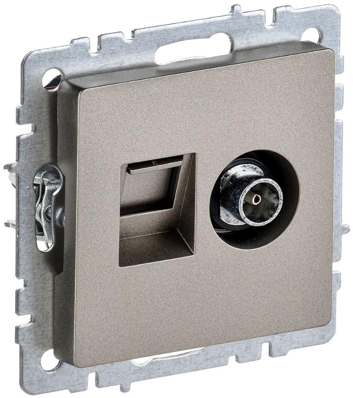 BRITE Розетка двойная TV+RJ45 кат.5E РТВ/РК12-БрШ шампань | BR-AK20-1-K37 | IEK — миниатюра 1