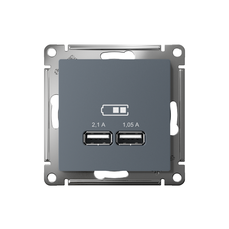AtlasDesign Грифель Розетка USB, 5В, 1 порт x 2,1 А, 2 порта х 1,05 А, механизм | ATN000733 | SE — миниатюра 2