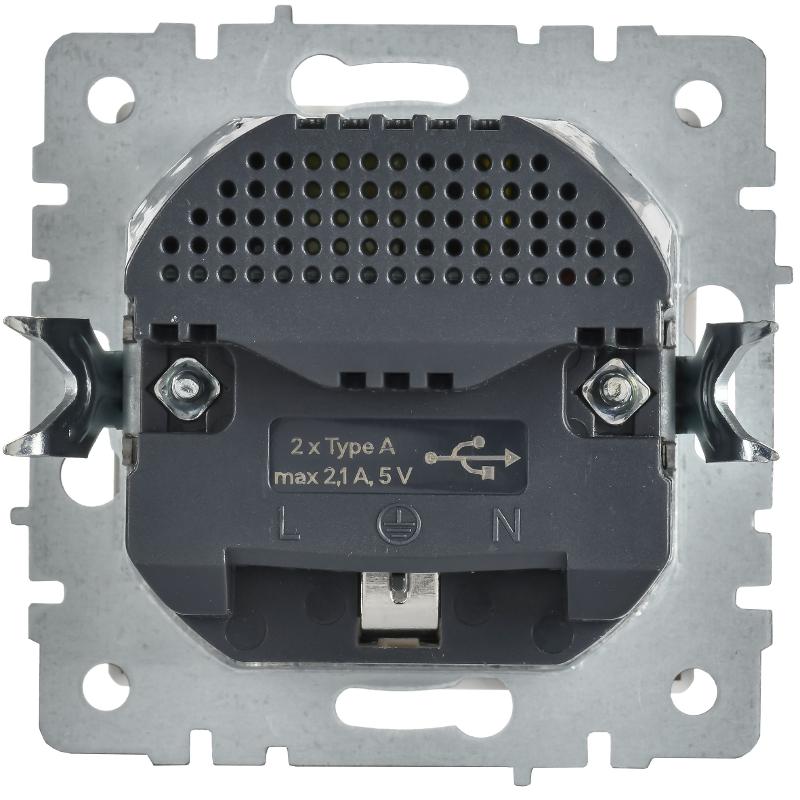 BRITE Розетка 1-местная с заземлением с защитными шторками 16А с USB A+A 5В 2,1А РЮш10-1-БрАБ арктический белый  | BR-R14-16-U21-D21-K91 | IEK — миниатюра 3