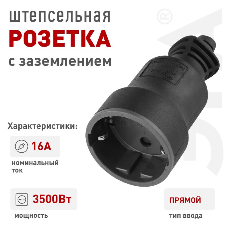Розетка кабельная R4(B)  c/з 16A прямой ввод черная (10/200/4000) |Б0019191 | ЭРА — миниатюра 3