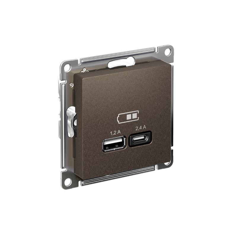 AtlasDesign МоккоUSB Розетка A+С, 5В/2,4А, 2х5В/1,2А, механизм | ATN000639 | SE — миниатюра 1