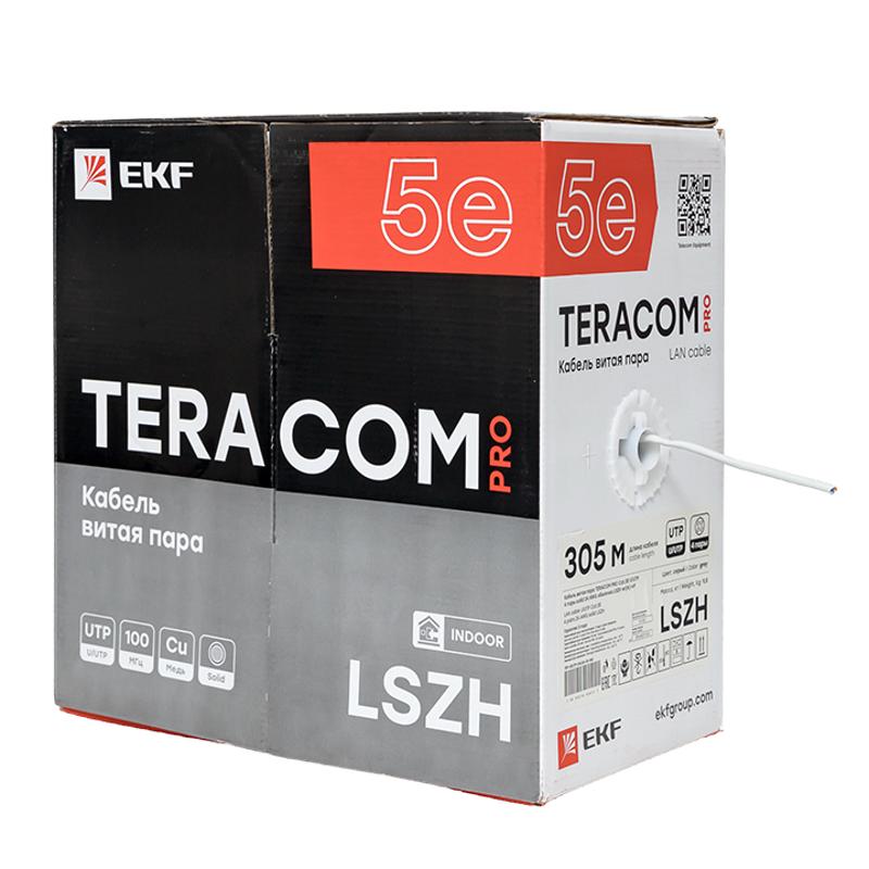 Кабель витая пара TERACOM PRO Cat.5E U/UTP 4 пары solid 24AWG нг(А)-HF серый упак. 305м | TRP-5EUTP-04LSH-GY-IN3 | EKF — миниатюра 4