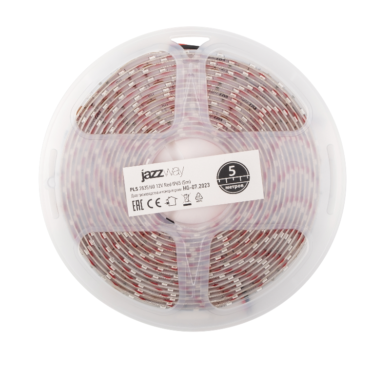 Лента светодиодная LED PLS 2835/60 6Вт 12В красный IP65 5м | 5000339 | Jazzway — миниатюра 5