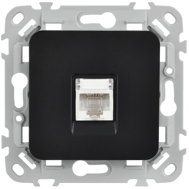 FLITE Розетка компьютерная RJ45 кат.6 UTP РК6-1-0-ФлЧ черный | FI-K12-2-K02 | IEK — миниатюра 2