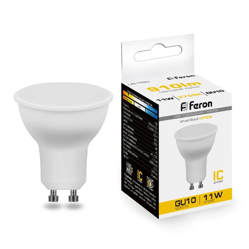 Лампа светодиодная, (11W) 230V GU10 2700K MR16, LB-760 | 38140 | FERON — Feron