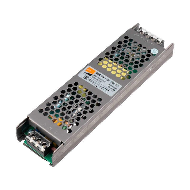 Драйвер для светодиодной ленты BSPS 12V21,00A=250W IP20 3 г.гар. | .1001238A | Jazzway — Jazzway