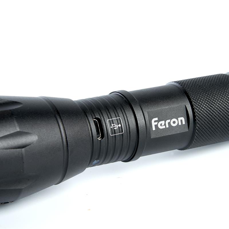 Фонарь светодиодный переносной аккумуляторный USB ZOOM, TH2400 | 41682 | FERON — миниатюра 4