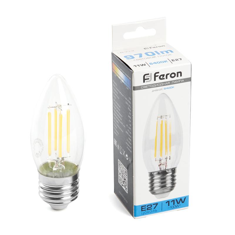 Лампа светодиодная, (11W) 230V E27 6400K прозрачная, LB-713 | 38274 | FERON — фото 1 | Sento