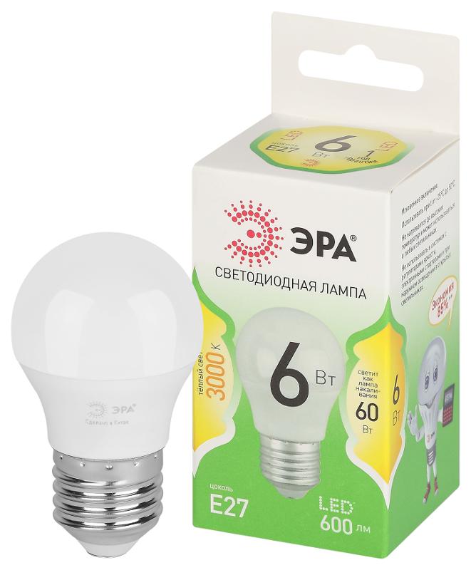 Лампа светодиодная  GREEN LINE LED P45-6W-830-E27 GL E27 6 Вт шар теплый свет | Б0067053 | ЭРА — миниатюра 1