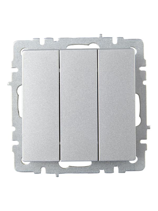 BRITE Выключатель 3-клавишный 10А ВС10-3-0-БрА алюминий | BR-V30-0-10-K47 | IEK — миниатюра 2