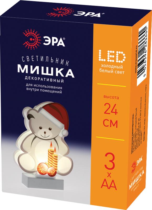Новогодний декоративный светильник Мишка  EGNDS-07   холодный белый диодов , h 24 см, 3*АА, IP20 | Б0051931 | ЭРА — миниатюра 3