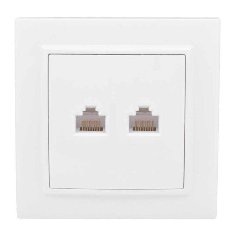 Розетка RJ-45 2-местная СП Минск  белая EKF | ERK02-035-10 | EKF — EKF