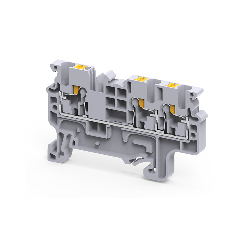 Клемма с 3-мя контактами push-in OptiClip СP-2,5-TRIPLET-I-серый | 331844 | КЭАЗ — КЭАЗ (Курский электроаппаратный завод)