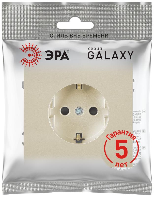 Розетка Galaxy 15-2101-04 c заземлением 2P+E Schuko 16А-250В IP20 шампань | Б0070625 | ЭРА — миниатюра 2