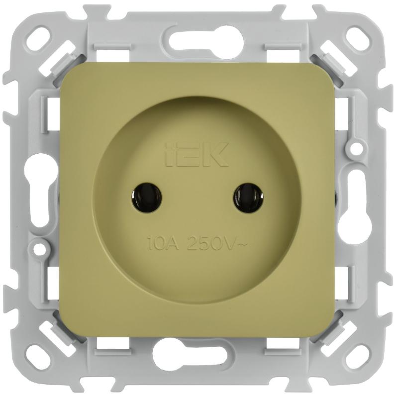 FLITE Розетка без заземления без шторок быстрозажимные клеммы 10А РС01-1-ФлО оливковый | FI-R10-10-1-K26 | IEK — миниатюра 2