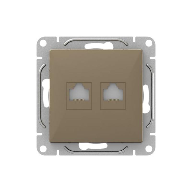 Механизм розетки RJ45 - 2шт, (cat6), шампань Эпика  |UP1-SOC-2RJ45-6| EKF — EKF