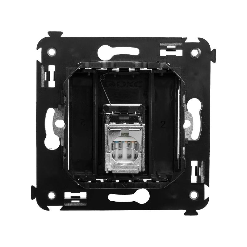 Компьютерная розетка RJ-45 в стену, кат.6 экранированная одинарная,"Avanti", "Черный матовый" | 4412393 | DKC — миниатюра 5