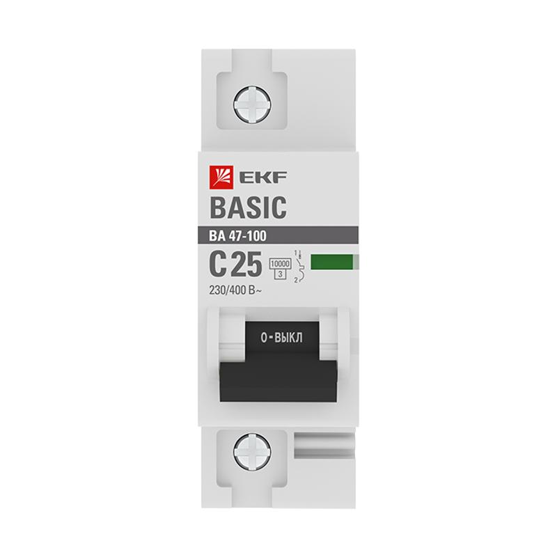 Выключатель автоматический однополюсный 1P 25А (C) 10kA ВА 47-100 EKF Basic | mcb47100-1-25C-bas | EKF — миниатюра 2