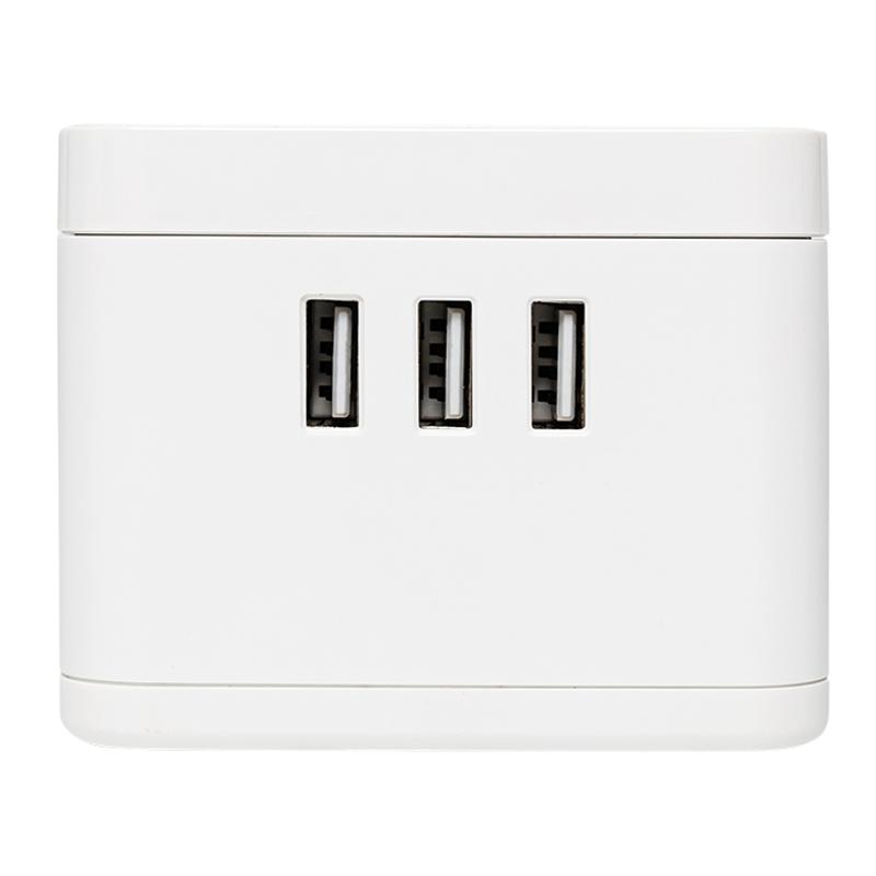 Удлинитель "Куб" 2 гнезда 3USB 2,4А+зарядное устройство 1,3 метра 1мм2 | UBA-CUB-3-WC | EKF — миниатюра 3