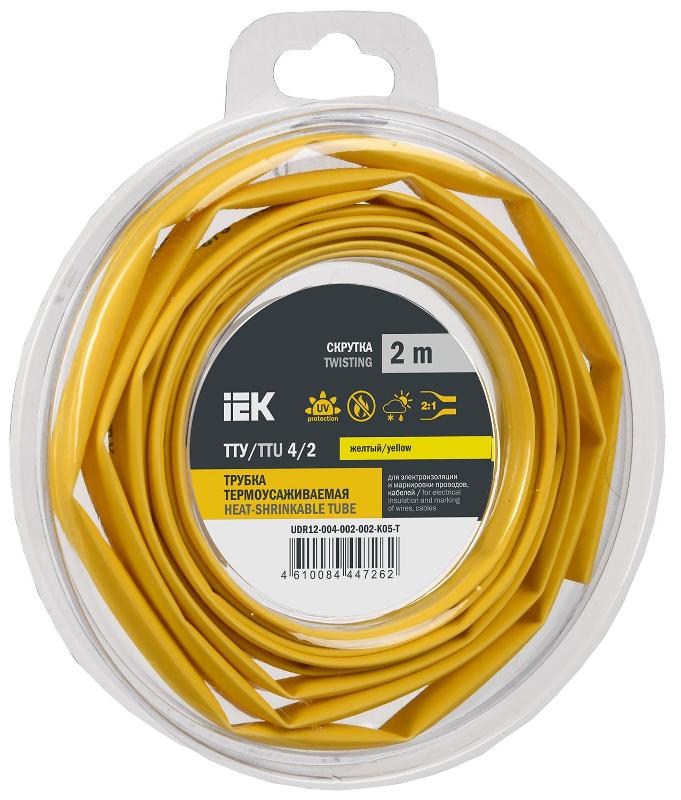 Трубка термоусадочная ТТУ нг-LS 4/2 желтая (2м/упак) IEK | UDR12-004-002-002-K05-T | IEK — IEK (ИЭК)