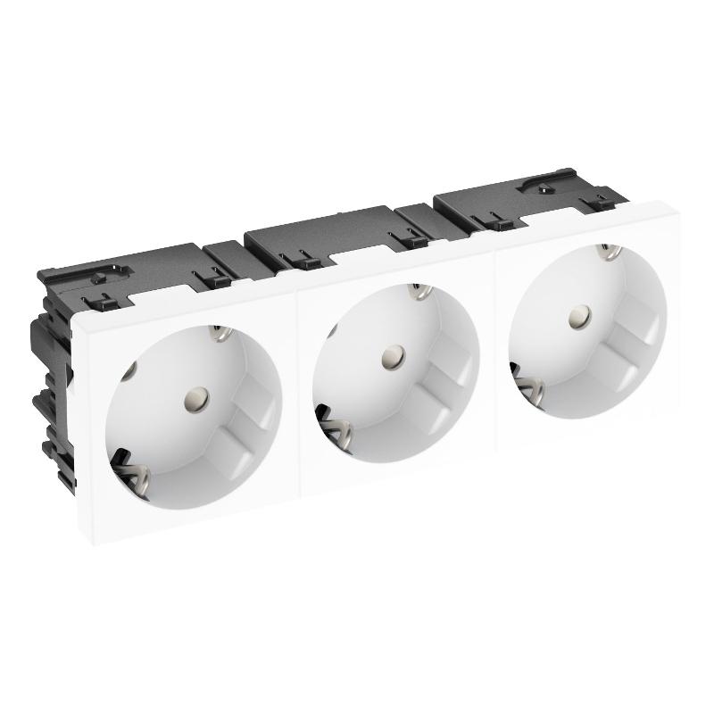 Розетка тройная 33° Modul45connect, с з/к, 250 В, 16A (белый) (STD-D3C RW3) | 6120502 | OBO Bettermann — OBO Bettermann