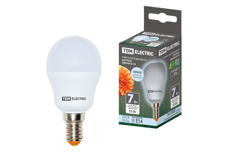 Лампа светодиодная LED 7Вт E14 230В 4000К FG45 шар | SQ0340-0176 | TDM — TDM ELECTRIC