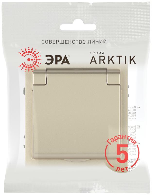 Розетка Arktik 16-2103-04 с заземлением 2P+E Schuko со шторками с крышкой 16А-250В шампань | Б0070437 | ЭРА — миниатюра 3