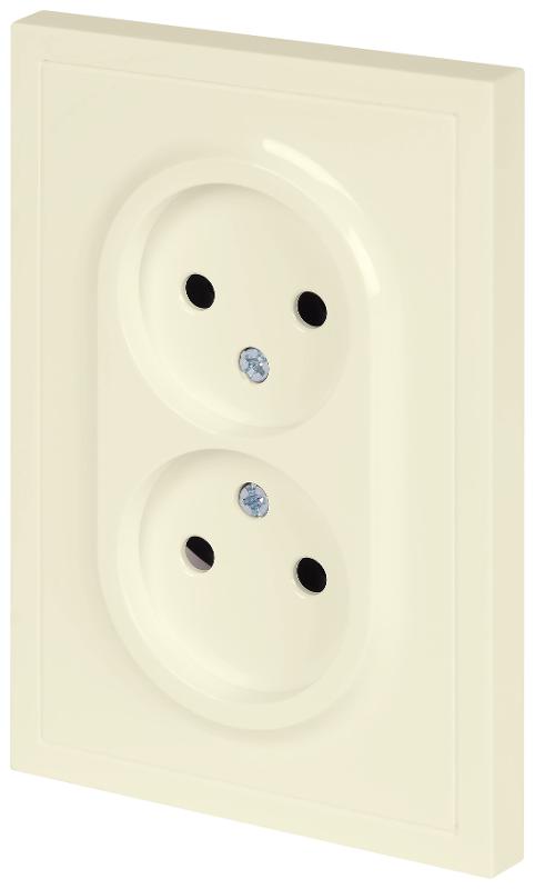 Розетка Galaxy 15-2107-02 без заземления двойная 2X2P 16А-250В IP20 слоновая кость | Б0071698 | ЭРА — миниатюра 3