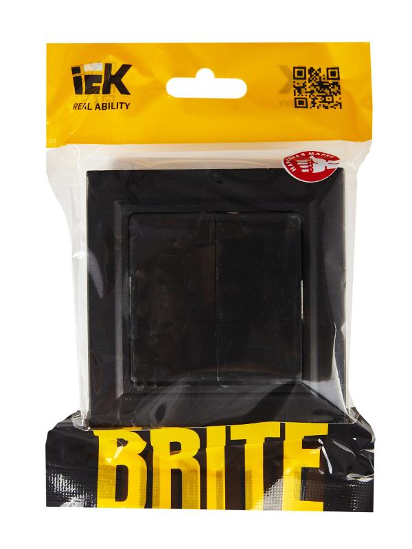 BRITE Выключатель 2-клавишный 10А в сборе ВСР10-2-0-БрЧ черный | BR-V20-0-10-K02-F | IEK — миниатюра 6