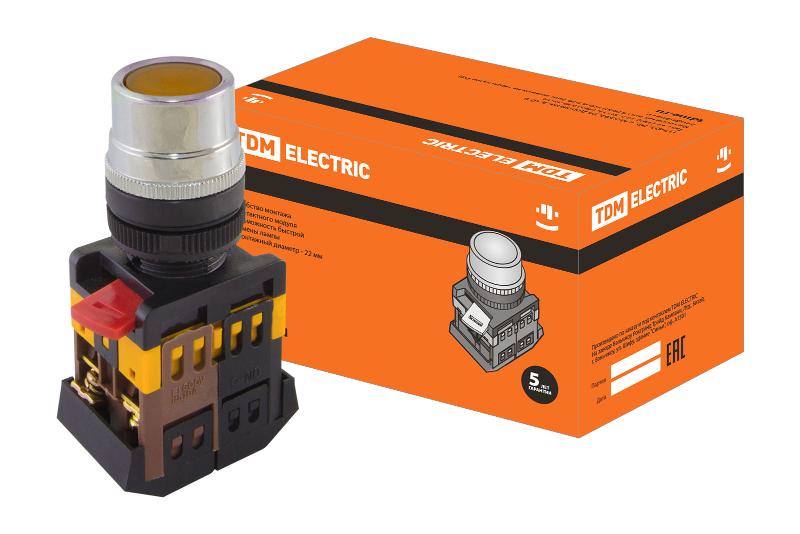 Кнопка ABLF-22 желтый d22мм неон/230В 1з+1р  | SQ0704-0003 | TDM — TDM ELECTRIC