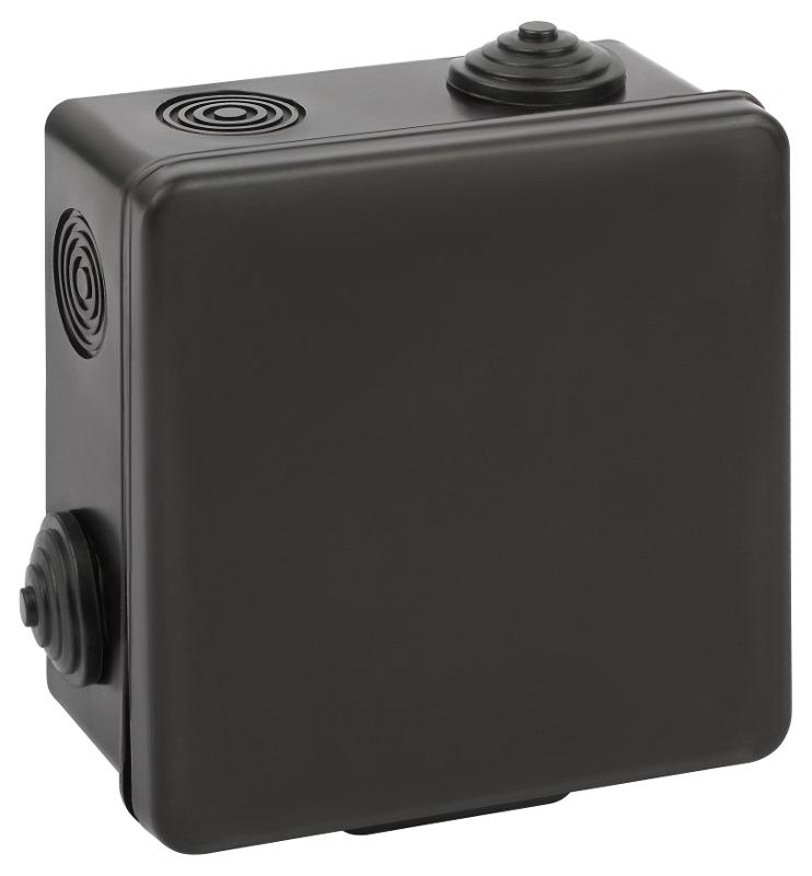 Распаячная коробка  KOR-100-100-50-8g-B открытой установки КОР 100х100х50мм черная с гермовводами 8 входов IP54 KOR-100-100-50-8g-B | Б0061777 | ЭРА — ЭРА (Энергия света)