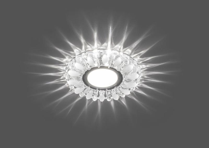 Светильник точечный встраиваемый под лампу, с LED подсветкой CD914 15LED*2835 SMD 4000K, MR16 50W G5.3, прозрачный-матовый, хром | 29535 | FERON — миниатюра 2