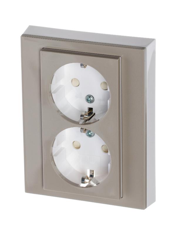 ABB Levit Кофе макиато / белый Розетка 2-ая с з/к со шторками 16А | 5522H-C03457 18W | 2CHH223457C6018 | ABB — ABB