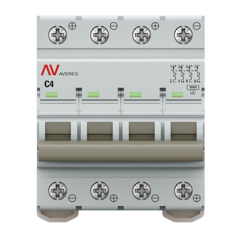 Выключатель автоматический AV-10 DC 4P 4A (C) 10kA  AVERES |mcb10-DC-4-04C-av| EKF — миниатюра 6
