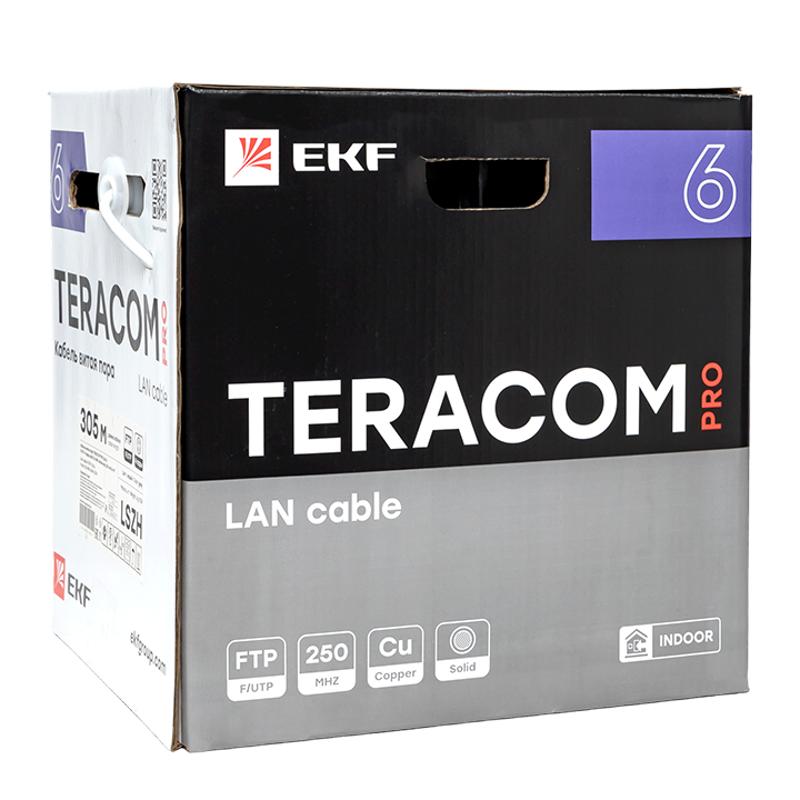 Кабель витая пара TERACOM PRO Cat.6 F/UTP 4 пары solid 23AWG нг(А)-HF серый упак. 305м | TRP-6FTP-04LSH-GY-IN3 | EKF — миниатюра 3