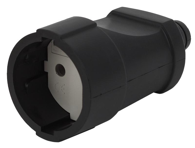 Rx3-B ЭРА Розетка кабельная б/з прямая ПВХ 10A черная (20/8) | Б0039684 | ЭРА — миниатюра 1
