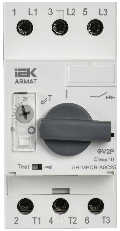 ARMAT Автоматический выключатель защиты двигателя A6 GV2P 18-25А | AR-MPCB-A6C25 | IEK — миниатюра 2