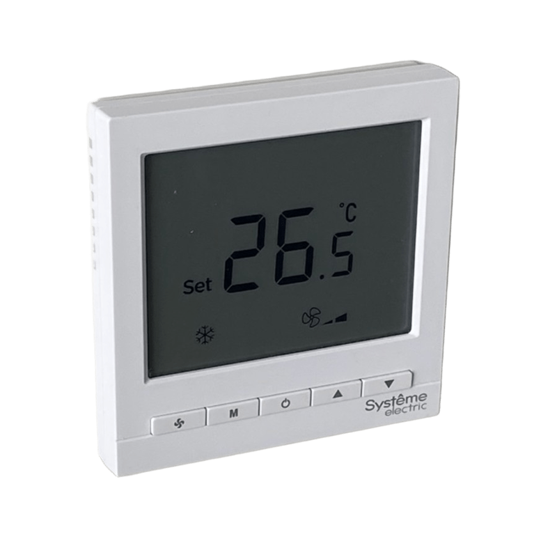 Термостат комнатный цифровой, для 4тр 3ск FCU и 2-поз.клап, 1UI 5DO Modbus ~220В бел BS | RTF4IML | SE — миниатюра 3