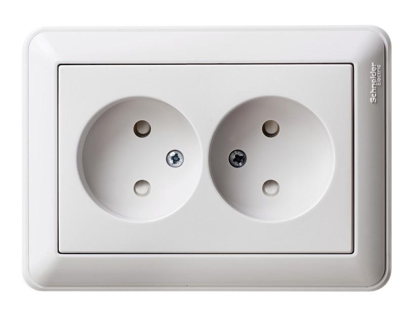 W59 Белый Розетка 2-ая без заземления (в сборе) | RS16-254-18 | SE — Systeme Electric