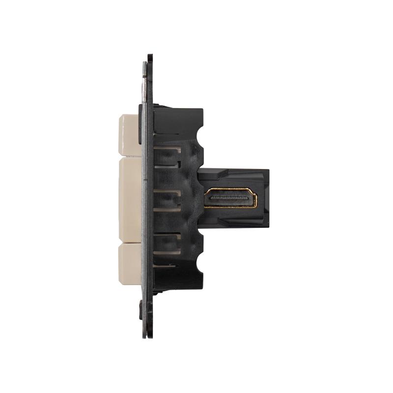 HDMI розетка одинарная в стену, тип А-А, "Avanti", "Ванильная дымка" — миниатюра 5