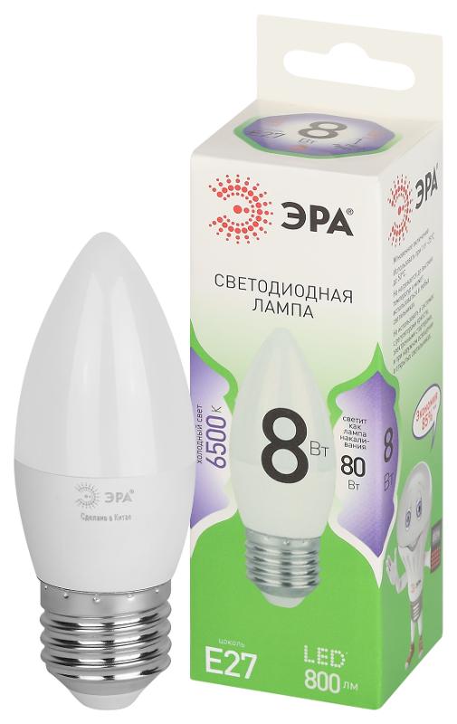 Лампа светодиодная  GREEN LINE LED B35-8W-865-E27 GL E27 8 Вт свеча холодный свет | Б0067136 | ЭРА — миниатюра 1