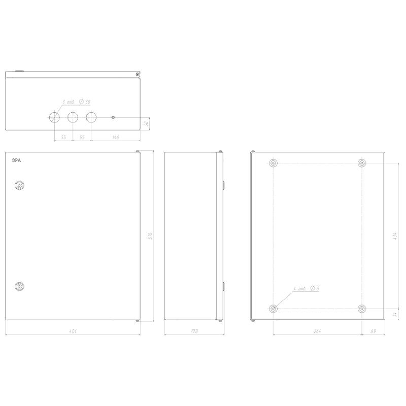  Щит с монтажной панелью металлический ЩМПг-06 IP54 (500x400x175) SIMPLE | Б0047695 | ЭРА — миниатюра 2