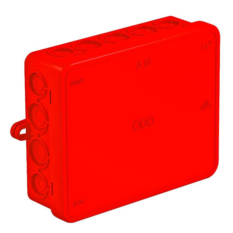 Коробка распределительная A18, 125x100x40 мм, красная (A 18 HF RO) | 2000418 | OBO Bettermann — OBO Bettermann