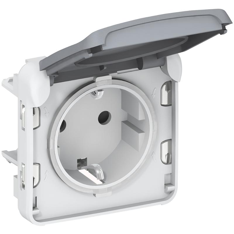 Plexo Серый Розетка с/з с крышкой винтовой зажим IP55 | 069571 | Legrand — Legrand