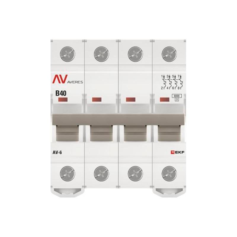 Выключатель автоматический четырехполюсный AV-6 40А B 6кА AVERES | mcb6-4-40B-av | EKF — миниатюра 10