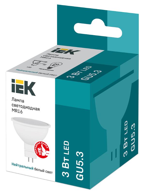 Лампа светодиодная LED 3Вт GU5.3 220В 4000К MR16 софит | LLE-MR16-3-230-40-GU5 | IEK — миниатюра 3