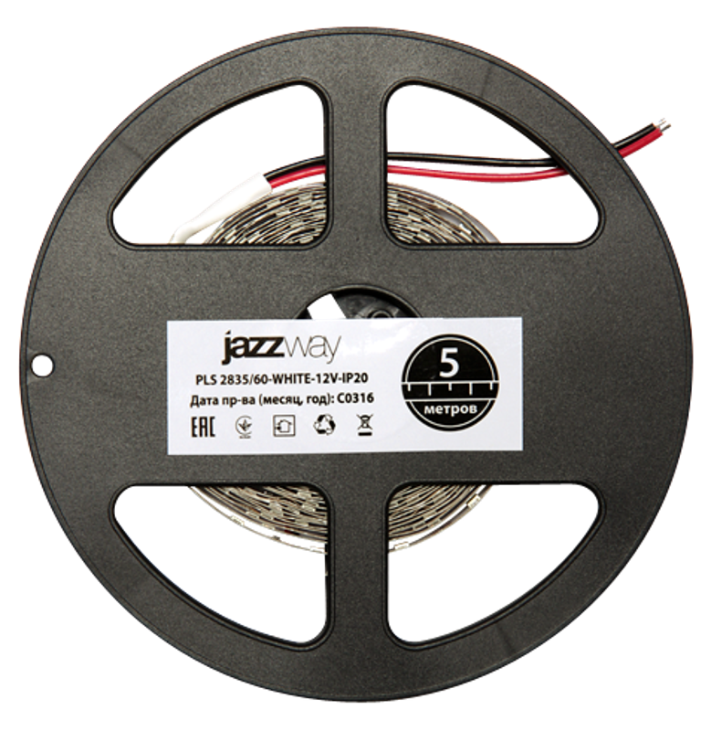 Лента светодиодная LED PLS 2835/60 6Вт 12В красный IP65 5м | 5000339 | Jazzway — миниатюра 2