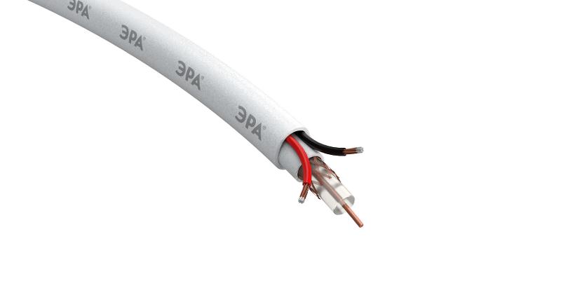 Кабель для аналогового видеонаблюдения Simple KL-0.5-PVC КВК-В-2 +2x0,5 мм², бухта 200 метров, белый | Б0052736 | ЭРА — миниатюра 3