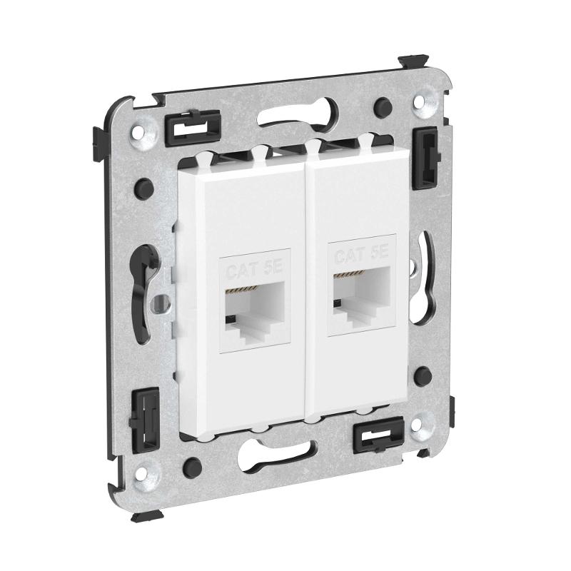 Компьютерная розетка RJ-45 без шторки в стену, кат.5е двойная, "Avanti", "Белое облако" | 4400664 | DKC — миниатюра 2