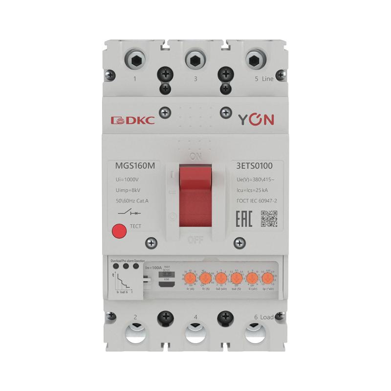 Авт. выкл. YON MGS160M 3P 40-100A 25kA с электронным расцепителем ETS | MGS160M-3ETS0100 | DKC — миниатюра 2